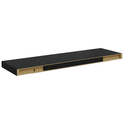 vidaXL Wall Shelf Set of 4 Black Honeycomb MDF, Metal Medium
