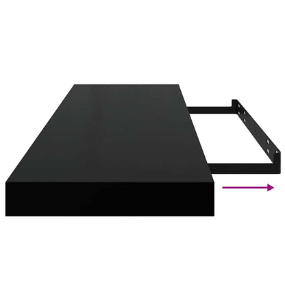 vidaXL Wall Shelf Set of 4 Black Honeycomb MDF, Metal Medium