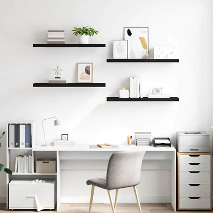 vidaXL Wall Shelf Set of 4 Black Honeycomb MDF, metal