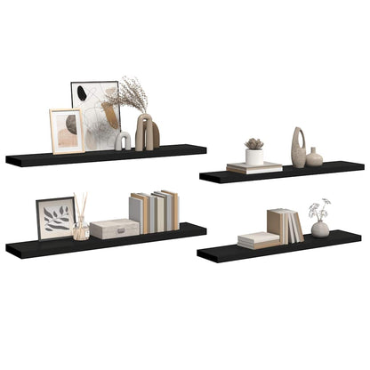 Floating Wall Shelves 4 pcs Black 120x23.5x3.8 cm MDF