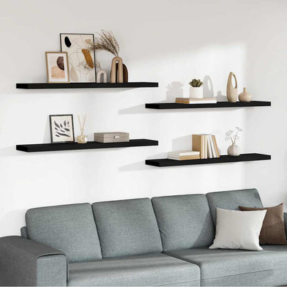 Floating Wall Shelves 4 pcs Black 120x23.5x3.8 cm MDF