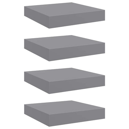Floating Wall Shelves 4 pcs Grey 23x23.5x3.8 cm MDF