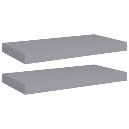 Floating Wall Shelves 2 pcs Grey 50x23x3.8 cm MDF
