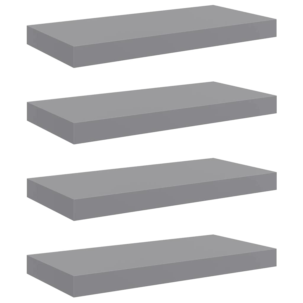 Floating Wall Shelves 4 pcs Grey 50x23.5x3.8 cm MDF