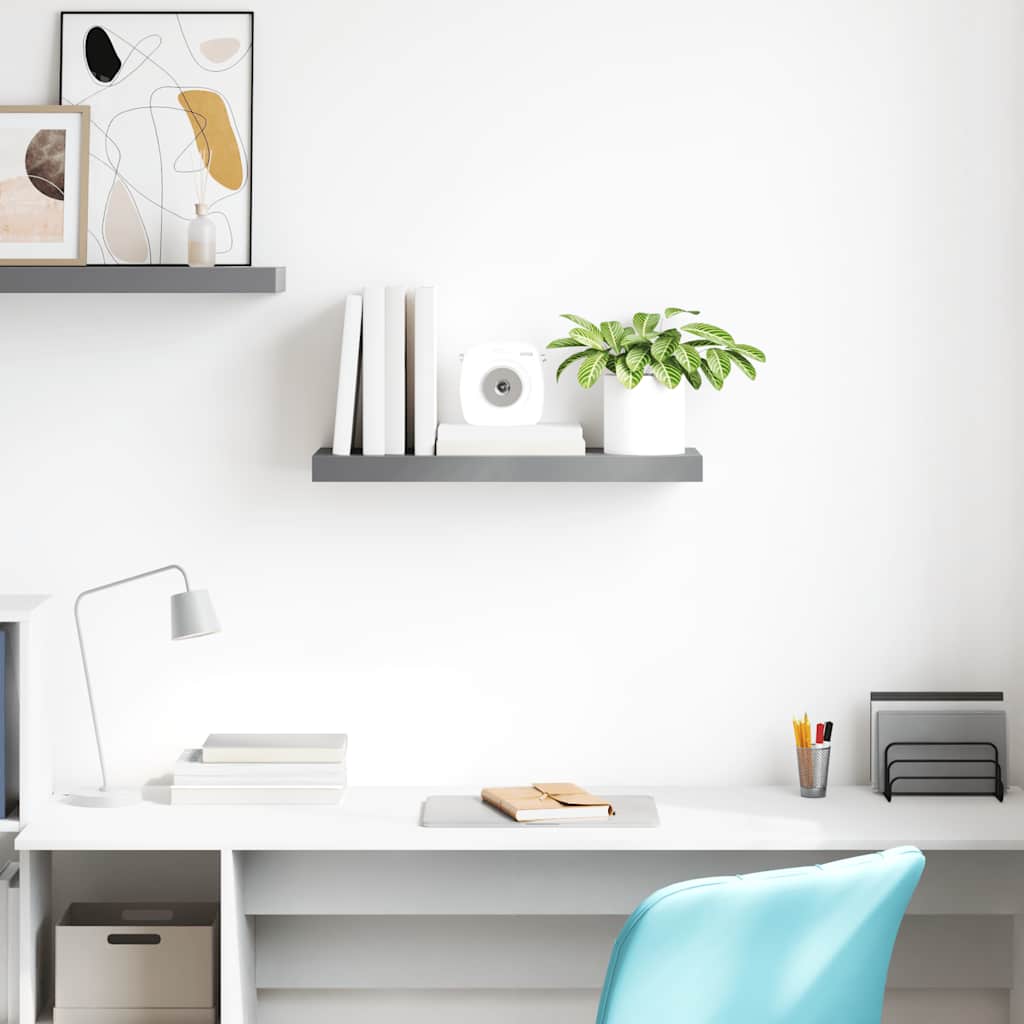 vidaXL Wall Shelf Grey Honeycomb MDF, metal frame Medium Wall Shelf