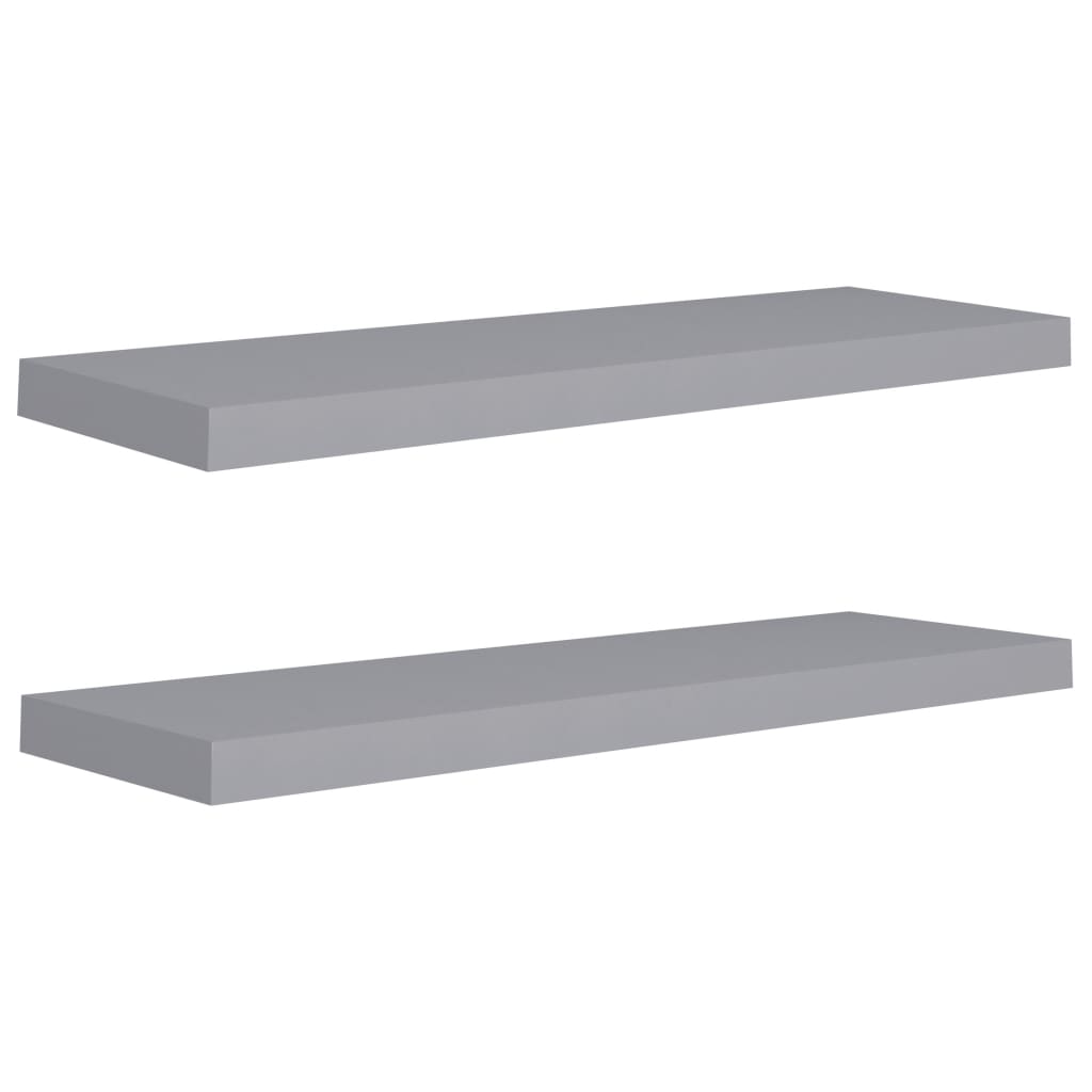 Wall Shelf Set of 2 Grey Honeycomb MDF, Metal 2 pieces, Medium