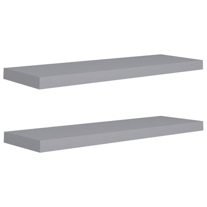 Wall Shelf Set of 2 Grey Honeycomb MDF, Metal 2 pieces, Medium