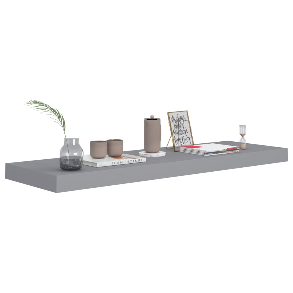 Wall Shelf Set of 2 Grey Honeycomb MDF, Metal 2 pieces, Medium