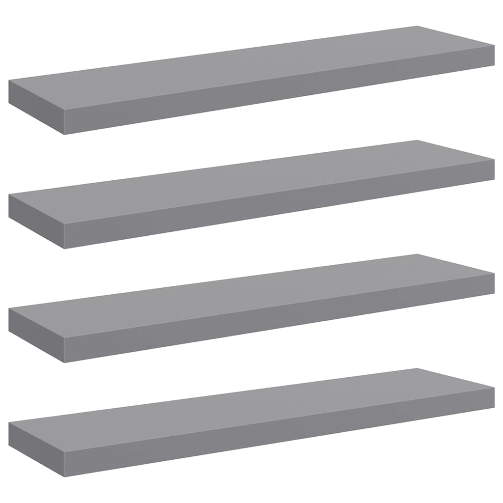 Wall Shelf Set of 4 Grey Honeycomb MDF, metal 35.4x9.3x1.5 in
