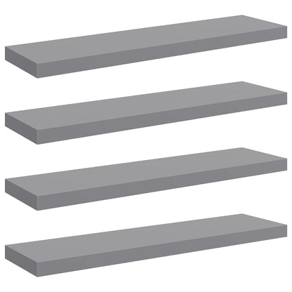 Wall Shelf Set of 4 Grey Honeycomb MDF, metal 35.4x9.3x1.5 in