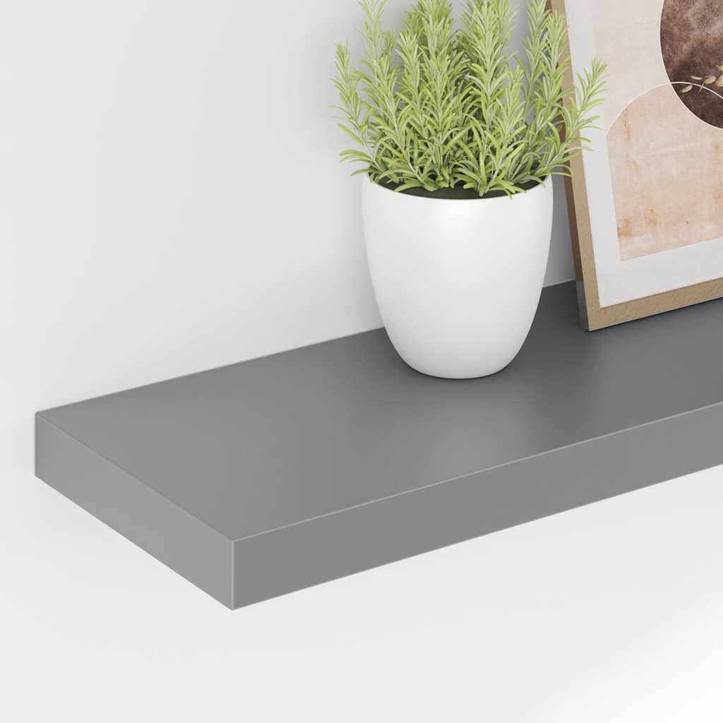 Wall Shelf Set of 4 Grey Honeycomb MDF, metal 35.4x9.3x1.5 in