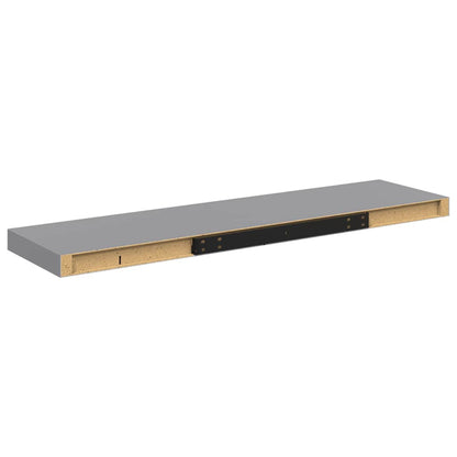 Wall Shelf Set of 4 Grey Honeycomb MDF, metal 35.4x9.3x1.5 in