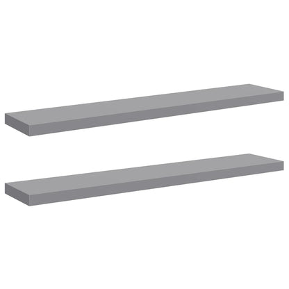 Wall Shelf Set of 2 Gray Honeycomb MDF, Metal 47.2 in x 9.3 in