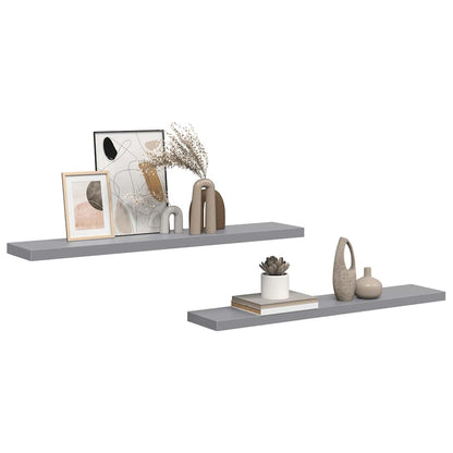 Wall Shelf Set of 2 Gray Honeycomb MDF, Metal 47.2 in x 9.3 in