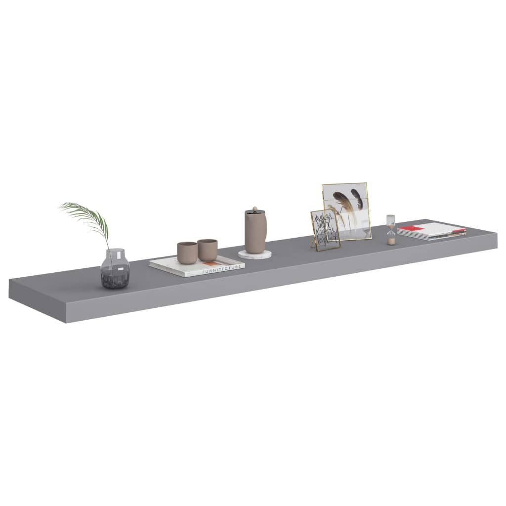 Wall Shelf Set of 2 Gray Honeycomb MDF, Metal 47.2 in x 9.3 in