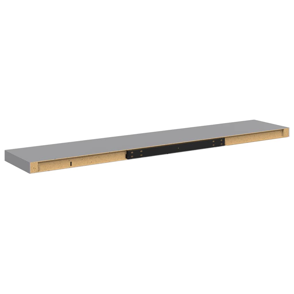 Wall Shelf Set of 2 Gray Honeycomb MDF, Metal 47.2 in x 9.3 in