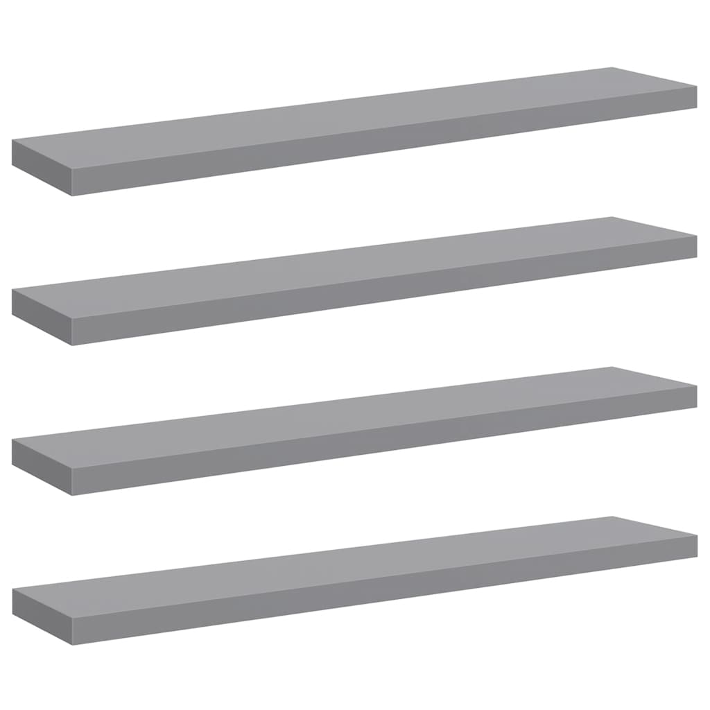 vidaXL Wall Shelf Set of 4 Grey Honeycomb MDF and metal