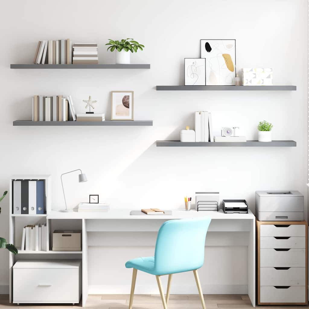 vidaXL Wall Shelf Set of 4 Grey Honeycomb MDF and metal