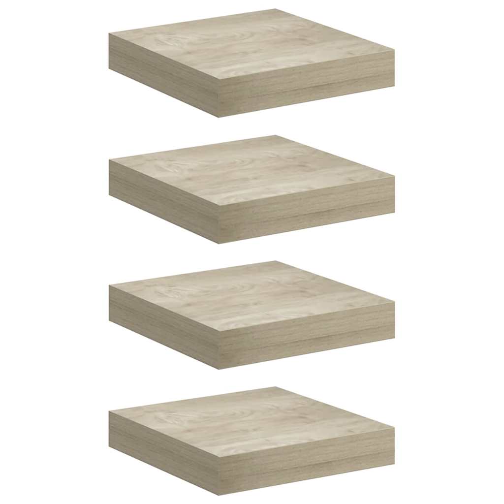 Floating Wall Shelves 4 pcs Oak 9.1"x9.3"x1.5" MDF