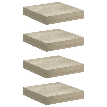 Floating Wall Shelves 4 pcs Oak 9.1"x9.3"x1.5" MDF