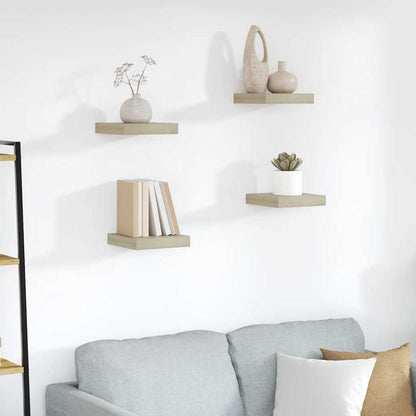 Floating Wall Shelves 4 pcs Oak 9.1"x9.3"x1.5" MDF