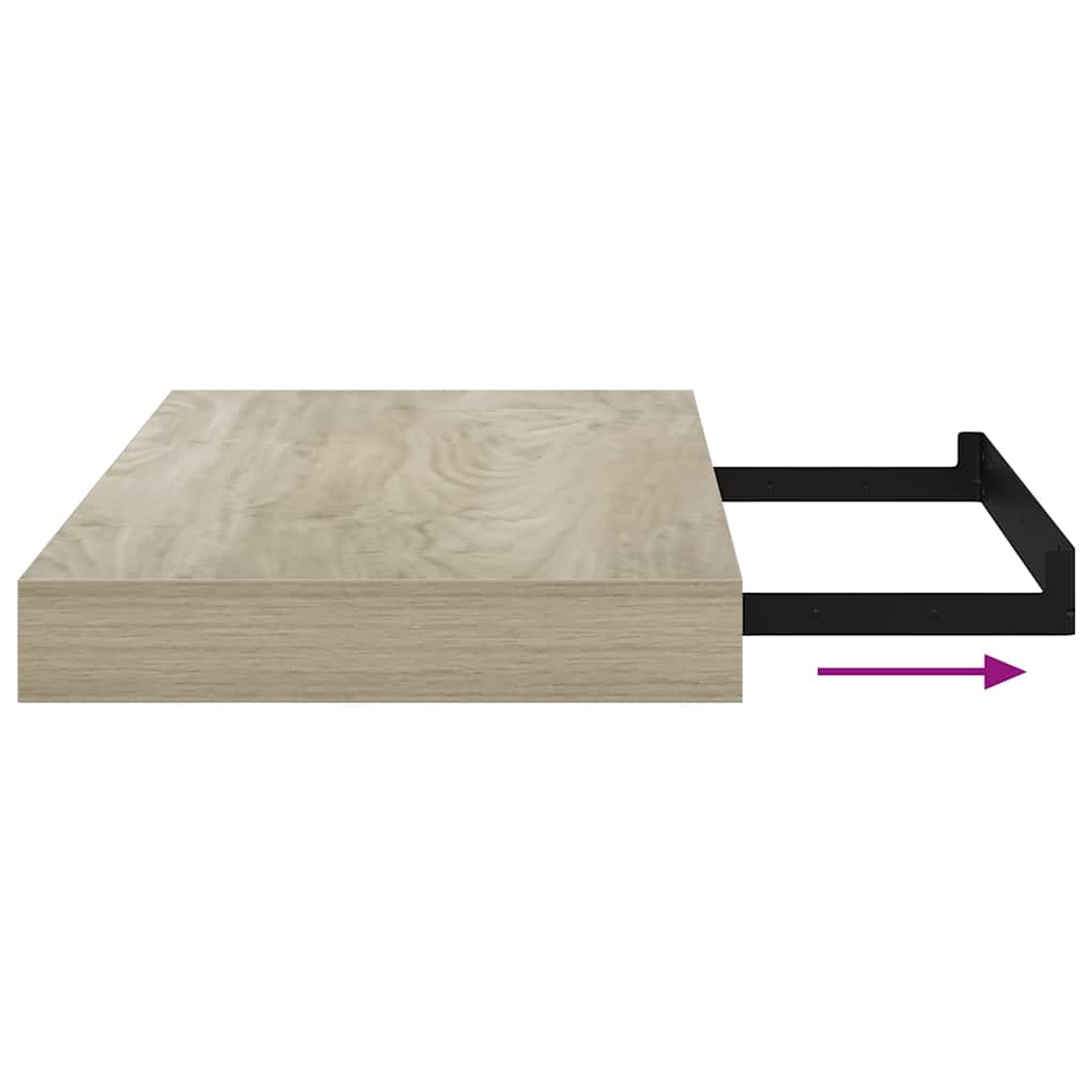 vidaXL Wall Shelf Oak MDF, metal Small Wall mounting Wall Shelf
