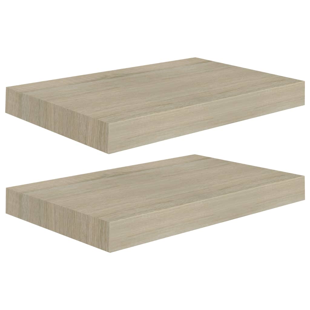 Wall Shelf Set of 2 Oak Honeycomb MDF, Metal 15.7 x 9.1 x 1.5 in