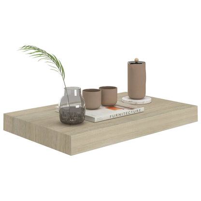 Wall Shelf Set of 2 Oak Honeycomb MDF, Metal 15.7 x 9.1 x 1.5 in