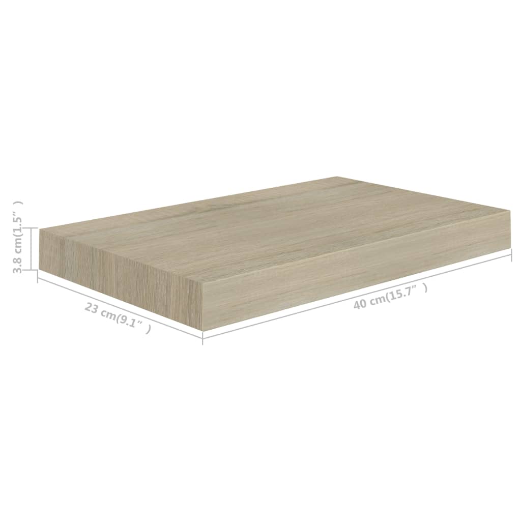 Wall Shelf Set of 2 Oak Honeycomb MDF, Metal 15.7 x 9.1 x 1.5 in