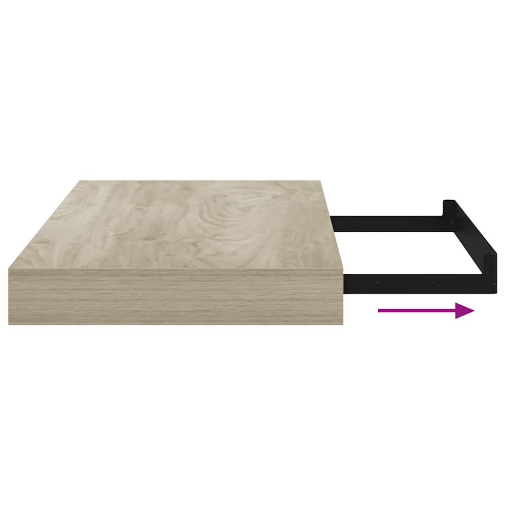 Wall Shelf Set of 2 Oak Honeycomb MDF, Metal 15.7 x 9.1 x 1.5 in
