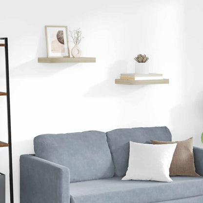 Wall Shelf Set of 2 Oak Honeycomb MDF, Metal 15.7 x 9.1 x 1.5 in