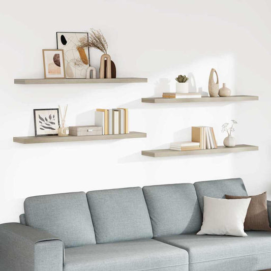 Wall Shelf | Set of 4 | Oak | Honeycomb MDF, metal | Large