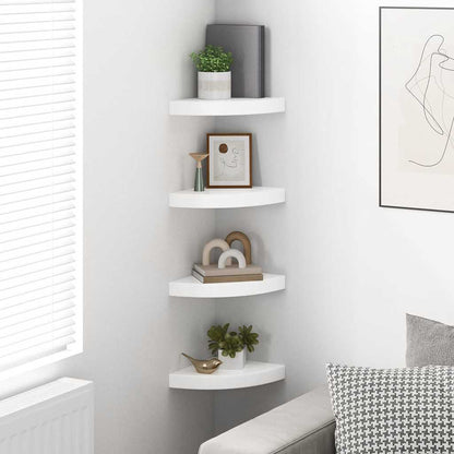Floating Corner Shelves 4 pcs High Gloss White 25x25x3.8 cm MDF