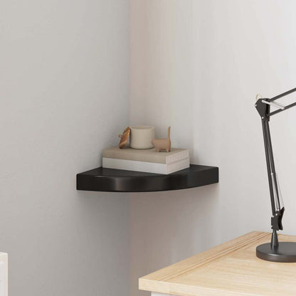 vidaXL Corner Shelf High gloss black Honeycomb MDF, metal Small