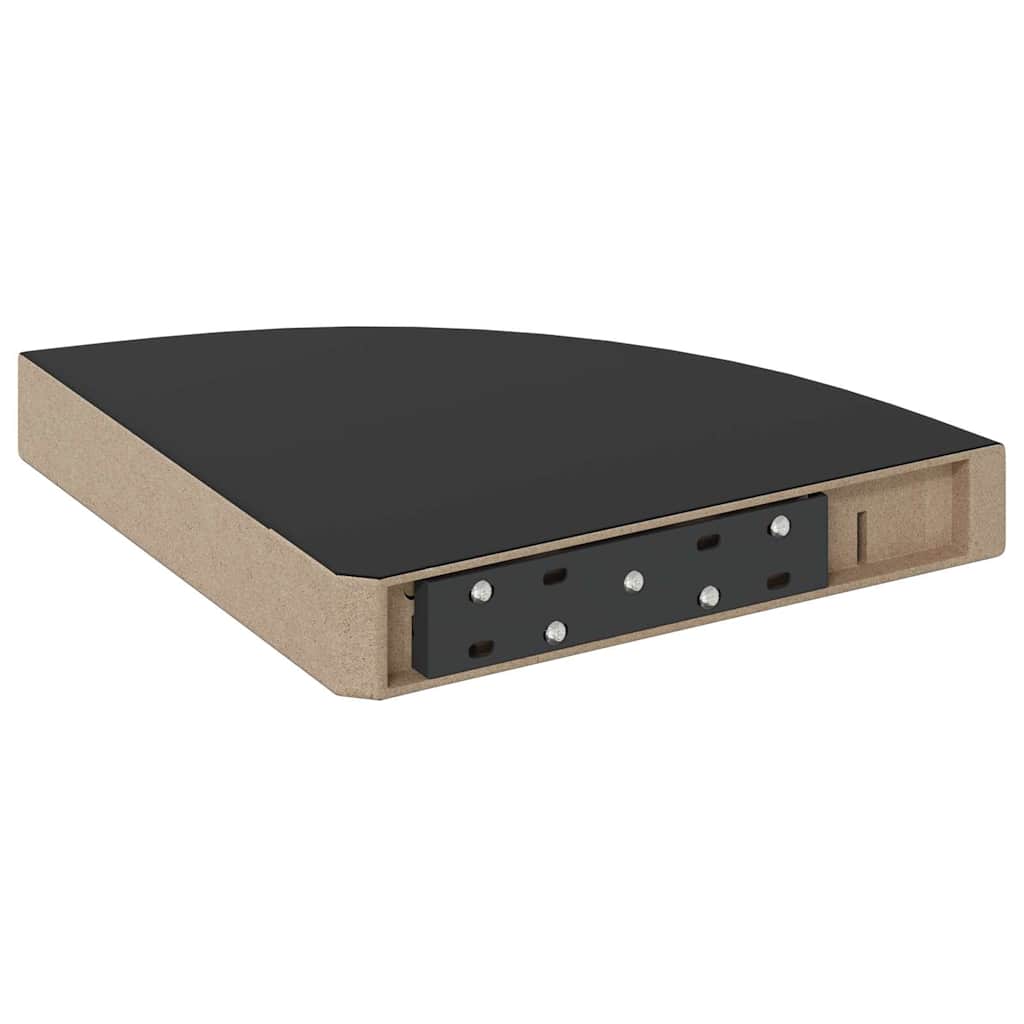Floating Corner Shelves 2 pcs High Gloss Black 9.8"x9.8"x1.5" MDF