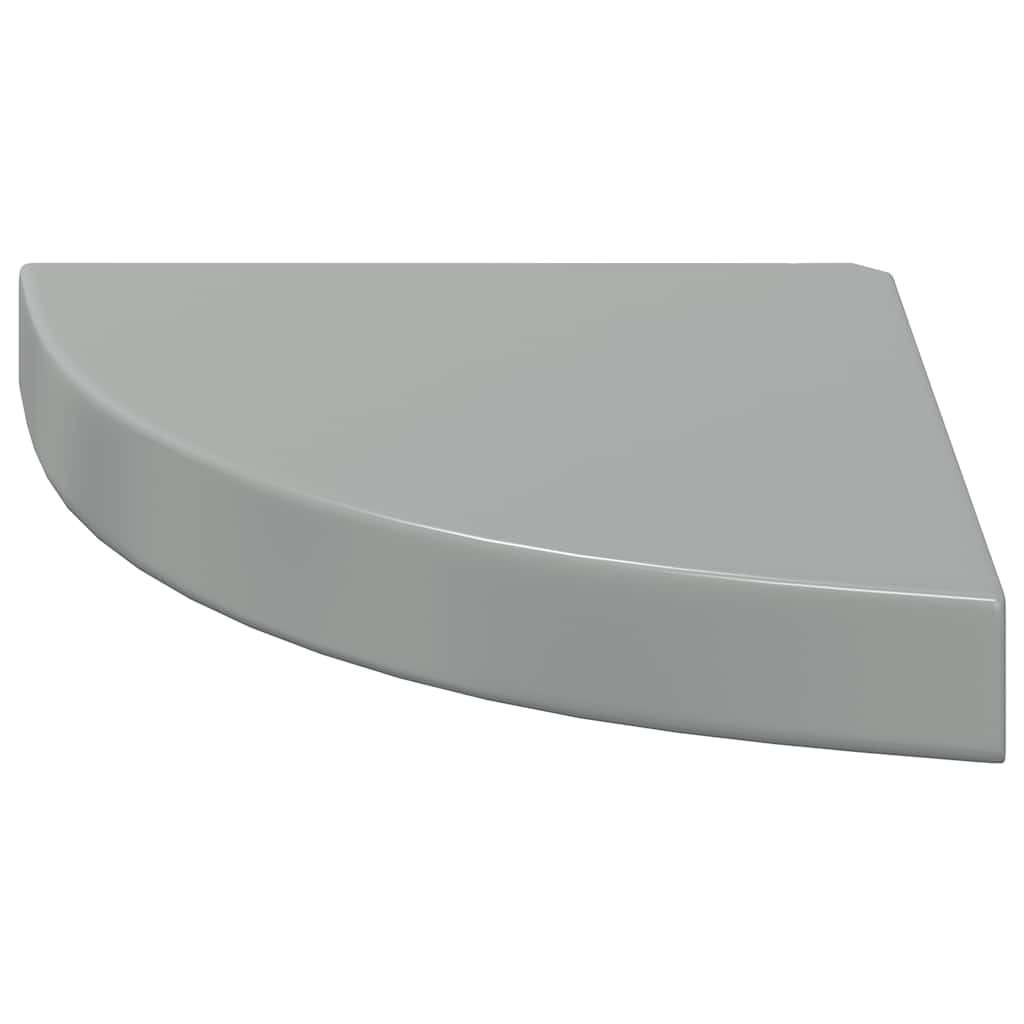 Floating Corner Shelves 2 pcs High Gloss Grey 25x25x3.8 cm MDF