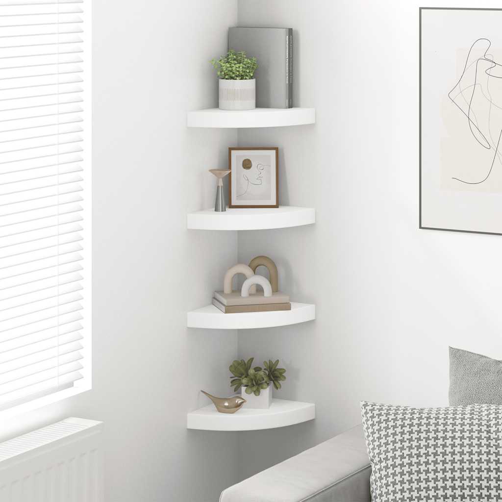 Floating Corner Shelves 4 pcs White 25x25x3.8 cm MDF