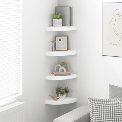 Floating Corner Shelves 4 pcs White 25x25x3.8 cm MDF