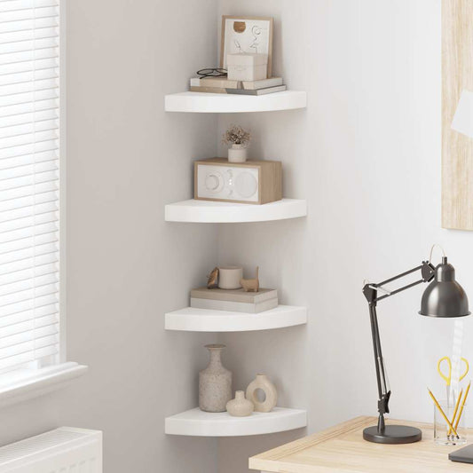 Floating Corner Shelves 4 pcs White 25x25x3.8 cm MDF