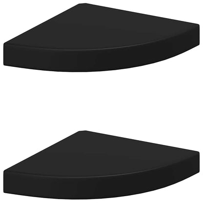 vidaXL Corner Shelf Set of 2 Black Honeycomb MDF, metal 9.8x9.8x1.5 in
