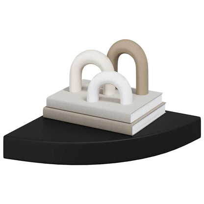 vidaXL Corner Shelf Set of 2 Black Honeycomb MDF, metal 9.8x9.8x1.5 in