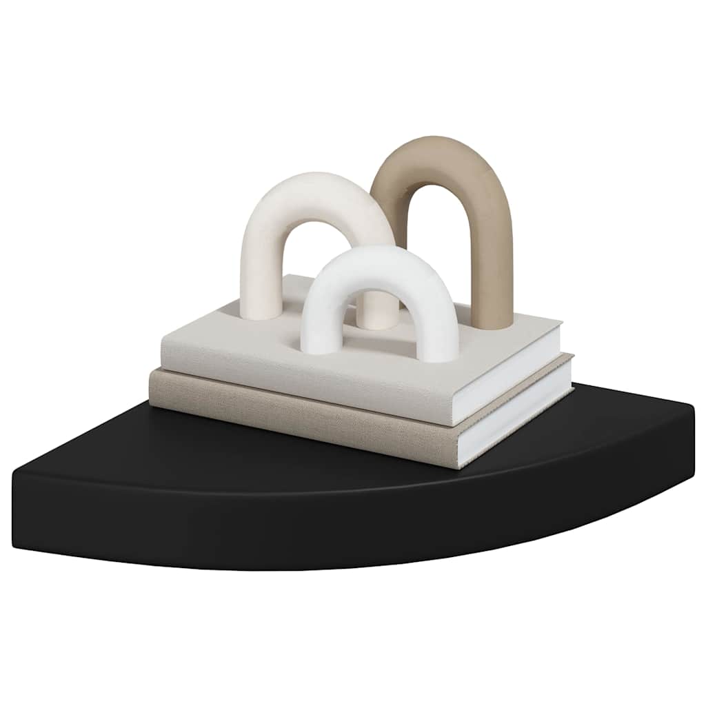 Floating Corner Shelves 4 pcs Black 25x25x3.8 cm MDF