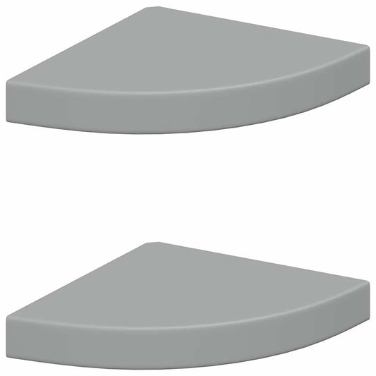 Floating Corner Shelves 2 pcs Grey 25x25x3.8 cm MDF