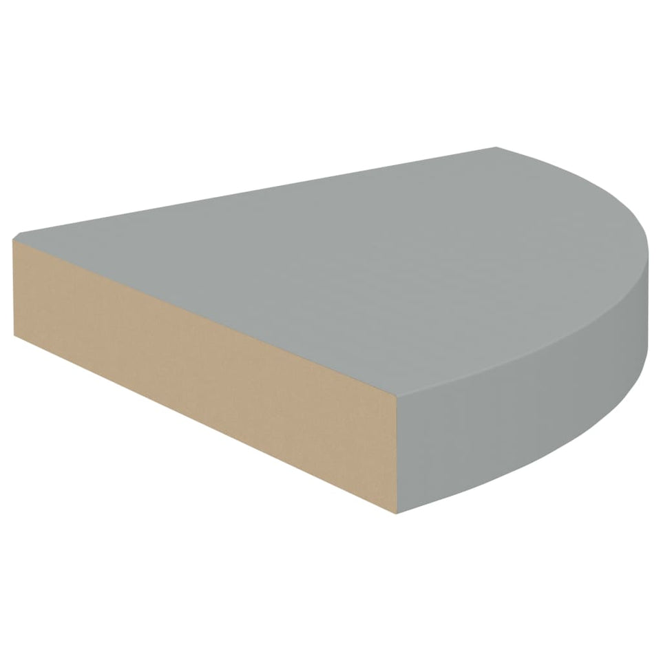 Floating Corner Shelves 2 pcs Grey 25x25x3.8 cm MDF