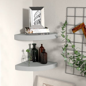 Floating Corner Shelves 2 pcs Grey 25x25x3.8 cm MDF