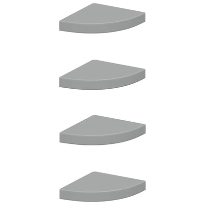 Floating Corner Shelves 4 pcs Grey 25x25x3.8 cm MDF