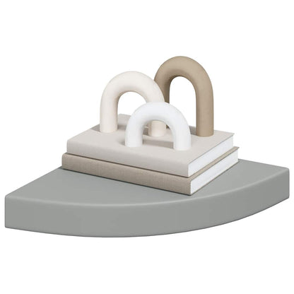 Floating Corner Shelves 4 pcs Grey 25x25x3.8 cm MDF