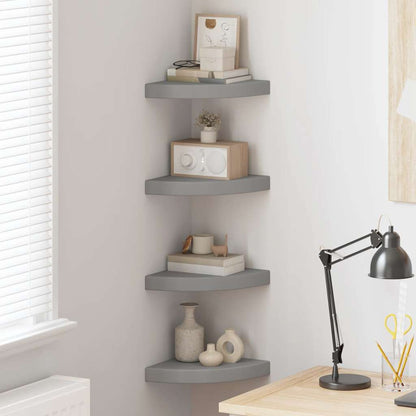 Floating Corner Shelves 4 pcs Grey 25x25x3.8 cm MDF