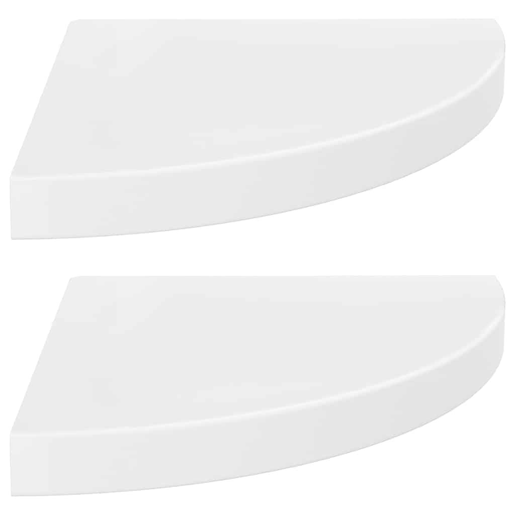 Floating Corner Shelves 2 pcs High Gloss White 35x35x3.8 cm MDF