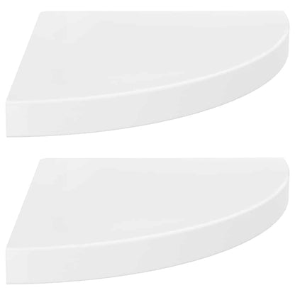 Floating Corner Shelves 2 pcs High Gloss White 35x35x3.8 cm MDF